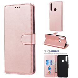 Retro Calf Matte Leather Wallet Phone Case for Huawei P Smart Z (2019) - Pink