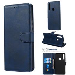 Retro Calf Matte Leather Wallet Phone Case for Huawei P Smart Z (2019) - Blue