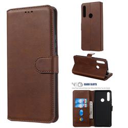 Retro Calf Matte Leather Wallet Phone Case for Huawei P Smart Z (2019) - Brown