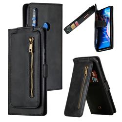 Multifunction 9 Cards Leather Zipper Wallet Phone Case for Huawei P Smart Z (2019) - Black
