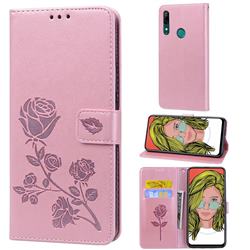Embossing Rose Flower Leather Wallet Case for Huawei P Smart Z (2019) - Rose Gold