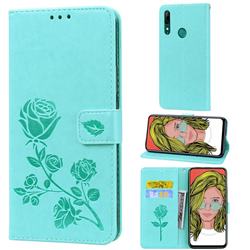 Embossing Rose Flower Leather Wallet Case for Huawei P Smart Z (2019) - Green