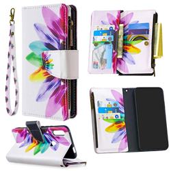 Seven-color Flowers Binfen Color BF03 Retro Zipper Leather Wallet Phone Case for Huawei P Smart Z (2019)
