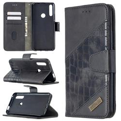 BinfenColor BF04 Color Block Stitching Crocodile Leather Case Cover for Huawei P Smart Z (2019) - Black