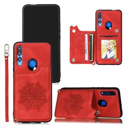 Luxury Mandala Multi-function Magnetic Card Slots Stand Leather Back Cover for Huawei P Smart Z (2019) - Red