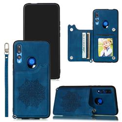 Luxury Mandala Multi-function Magnetic Card Slots Stand Leather Back Cover for Huawei P Smart Z (2019) - Blue