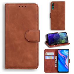 Retro Classic Skin Feel Leather Wallet Phone Case for Huawei P Smart Z (2019) - Brown