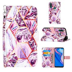 Dream Purple Stitching Color Marble Leather Wallet Case for Huawei P Smart Z (2019)