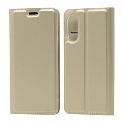 Ultra Slim Card Magnetic Automatic Suction Leather Wallet Case for Rakuten Hand - Champagne
