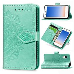 Embossing Imprint Mandala Flower Leather Wallet Case for Rakuten Mini - Green