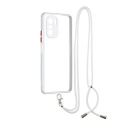 Necklace Cross-body Lanyard Strap Cord Phone Case Cover for Xiaomi Redmi K40 / K40 Pro - White