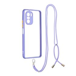 Necklace Cross-body Lanyard Strap Cord Phone Case Cover for Xiaomi Redmi K40 / K40 Pro - Purple