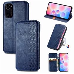 Ultra Slim Fashion Business Card Magnetic Automatic Suction Leather Flip Cover for Xiaomi Redmi K40 / K40 Pro - Dark Blue