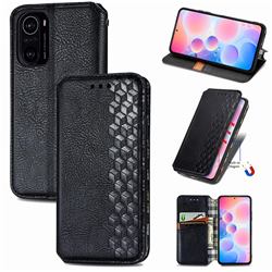 Ultra Slim Fashion Business Card Magnetic Automatic Suction Leather Flip Cover for Xiaomi Redmi K40 / K40 Pro - Black