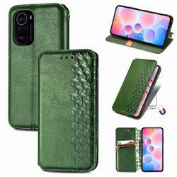Ultra Slim Fashion Business Card Magnetic Automatic Suction Leather Flip Cover for Xiaomi Redmi K40 / K40 Pro - Green