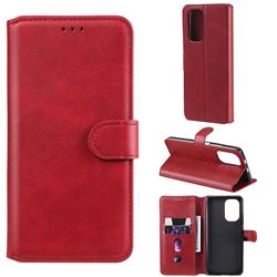 Retro Calf Matte Leather Wallet Phone Case for Xiaomi Redmi K40 / K40 Pro - Red