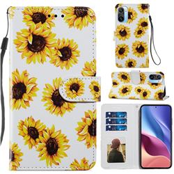 Sunflower Smooth Leather Phone Wallet Case for Xiaomi Redmi K40 / K40 Pro