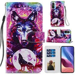 Wolf Totem Smooth Leather Phone Wallet Case for Xiaomi Redmi K40 / K40 Pro