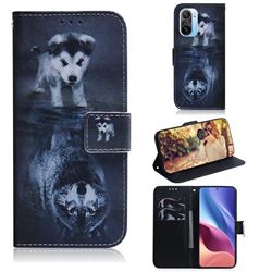 Wolf and Dog PU Leather Wallet Case for Xiaomi Redmi K40 / K40 Pro
