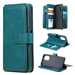 Multi-function Ten Card Slots and Photo Frame PU Leather Wallet Phone Case Cover for Xiaomi Redmi K40 / K40 Pro - Dark Green