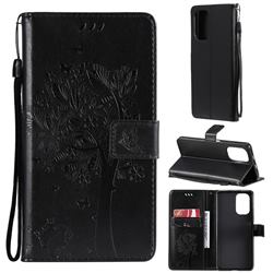 Embossing Butterfly Tree Leather Wallet Case for Xiaomi Redmi K40 / K40 Pro - Black