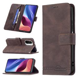 Binfen Color RFID Blocking Leather Wallet Case for Xiaomi Redmi K40 / K40 Pro - Brown