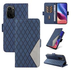 Grid Pattern Splicing Protective Wallet Case Cover for Xiaomi Redmi K40 / K40 Pro - Blue