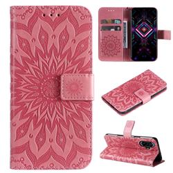 Embossing Sunflower Leather Wallet Case for Xiaomi Redmi K40 Gaming - Pink