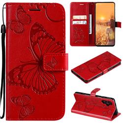 Embossing 3D Butterfly Leather Wallet Case for Xiaomi Redmi K40 Gaming - Red