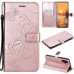 Embossing 3D Butterfly Leather Wallet Case for Xiaomi Redmi K40 Gaming - Rose Gold