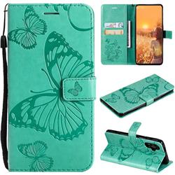 Embossing 3D Butterfly Leather Wallet Case for Xiaomi Redmi K40 Gaming - Green