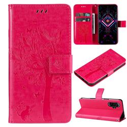 Embossing Butterfly Tree Leather Wallet Case for Xiaomi Redmi K40 Gaming - Rose