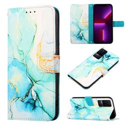 Green Illusion Marble Leather Wallet Protective Case for Xiaomi Redmi K50 / K50 Pro