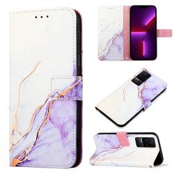 Purple White Marble Leather Wallet Protective Case for Xiaomi Redmi K50 / K50 Pro