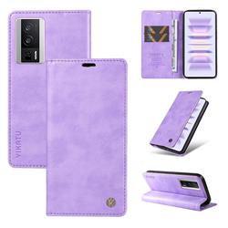 YIKATU Litchi Card Magnetic Automatic Suction Leather Flip Cover for Xiaomi Redmi K60 - Purple