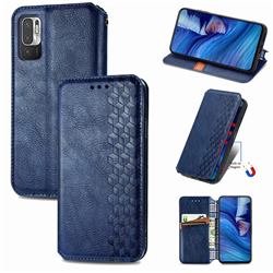 Ultra Slim Fashion Business Card Magnetic Automatic Suction Leather Flip Cover for Xiaomi Redmi Note 10 5G - Dark Blue