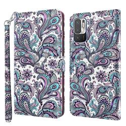 Swirl Flower 3D Painted Leather Wallet Case for Xiaomi Redmi Note 10 5G