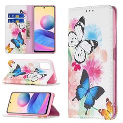 Flying Butterflies Slim Magnetic Attraction Wallet Flip Cover for Xiaomi Redmi Note 10 5G