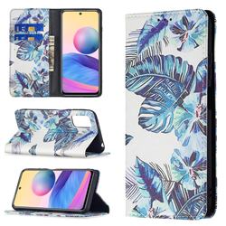 Blue Leaf Slim Magnetic Attraction Wallet Flip Cover for Xiaomi Redmi Note 10 5G