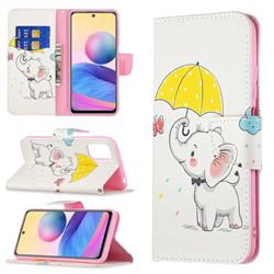 Umbrella Elephant Leather Wallet Case for Xiaomi Redmi Note 10 5G