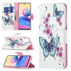Peach Butterflies Leather Wallet Case for Xiaomi Redmi Note 10 5G