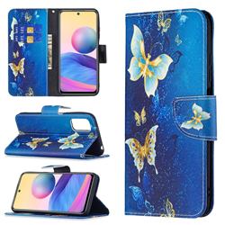 Golden Butterflies Leather Wallet Case for Xiaomi Redmi Note 10 5G