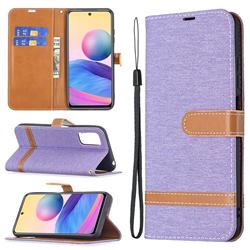 Jeans Cowboy Denim Leather Wallet Case for Xiaomi Redmi Note 10 5G - Purple