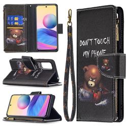 Chainsaw Bear Binfen Color BF03 Retro Zipper Leather Wallet Phone Case for Xiaomi Redmi Note 10 5G