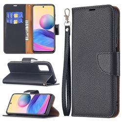 Classic Luxury Litchi Leather Phone Wallet Case for Xiaomi Redmi Note 10 5G - Black