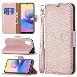 Classic Luxury Litchi Leather Phone Wallet Case for Xiaomi Redmi Note 10 5G - Golden