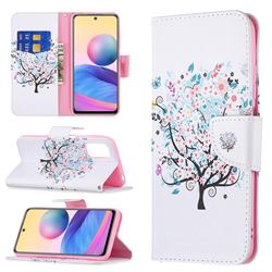 Colorful Tree Leather Wallet Case for Xiaomi Redmi Note 10 5G