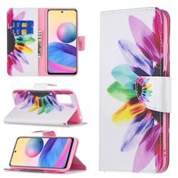 Seven-color Flowers Leather Wallet Case for Xiaomi Redmi Note 10 5G