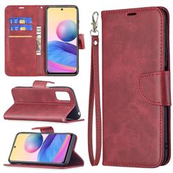 Classic Sheepskin PU Leather Phone Wallet Case for Xiaomi Redmi Note 10 5G - Red