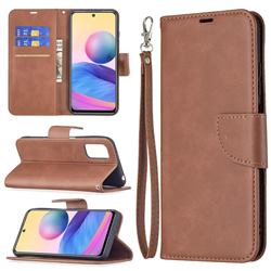 Classic Sheepskin PU Leather Phone Wallet Case for Xiaomi Redmi Note 10 5G - Brown